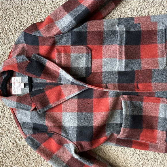 Filson Mackinaw Wool Blazer - Black/Charcoal/Rust Buffalo Check - XL - Picture 3 of 3